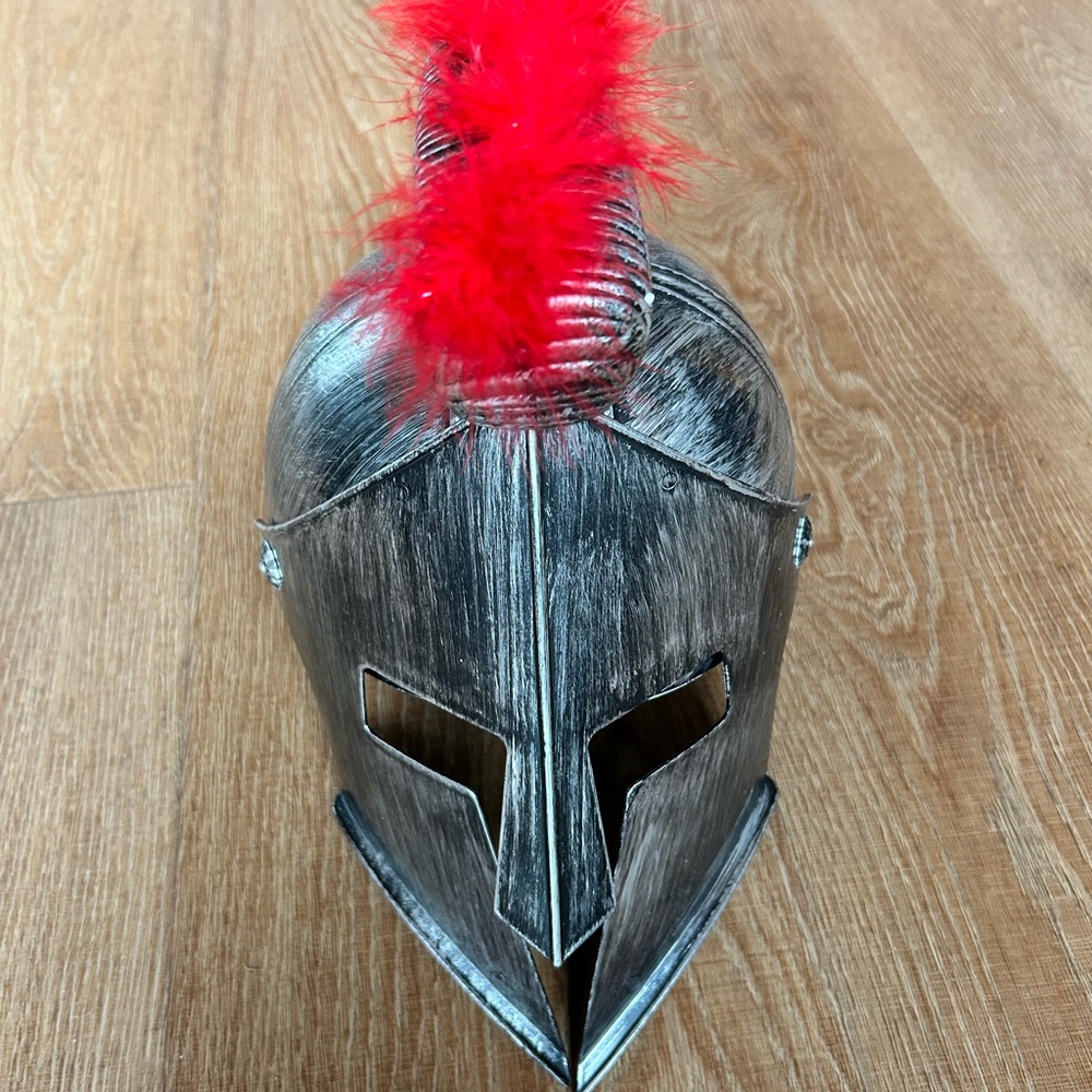 Silver Gladiator Helmet with Red Plume
